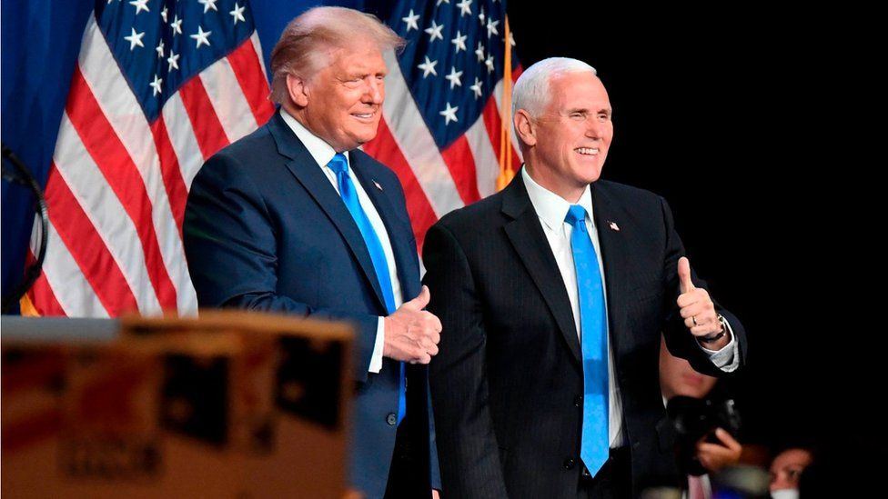 Mr Trump with Vice-President Mike Pence