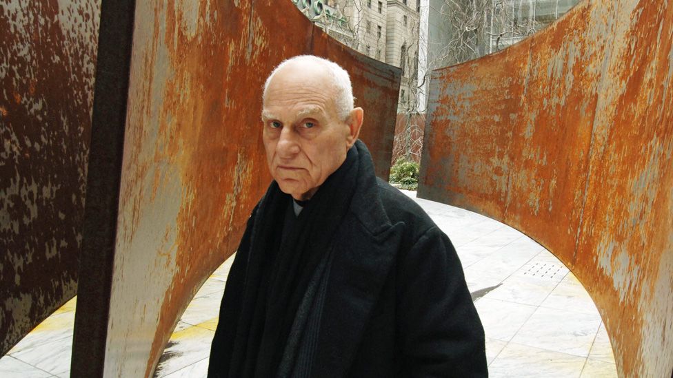 American sculptor Richard Serra at Museum Of Modern Art Sculpture Garden in New York with one of his sculptures on 17th April 2007.