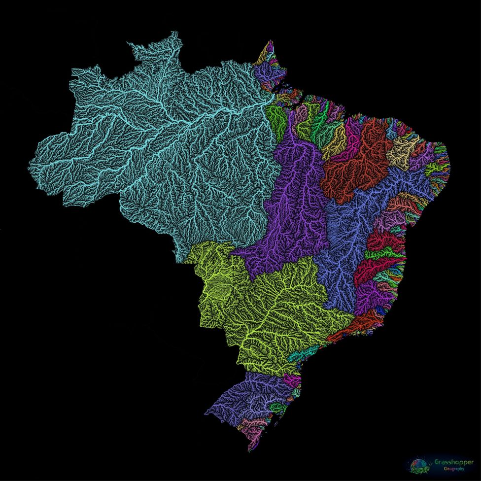 Imagem mostra o mapa do Brasil colorido pelo cartógrafo húngaro Robert Szucs