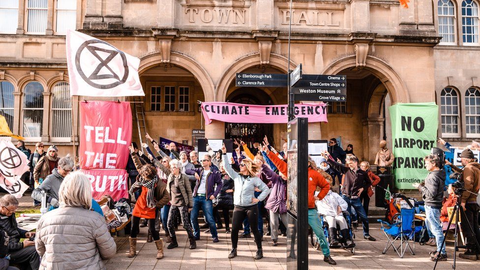 Extinction Rebellion protests outside of the Town Hall in Weston- Super-Mare.