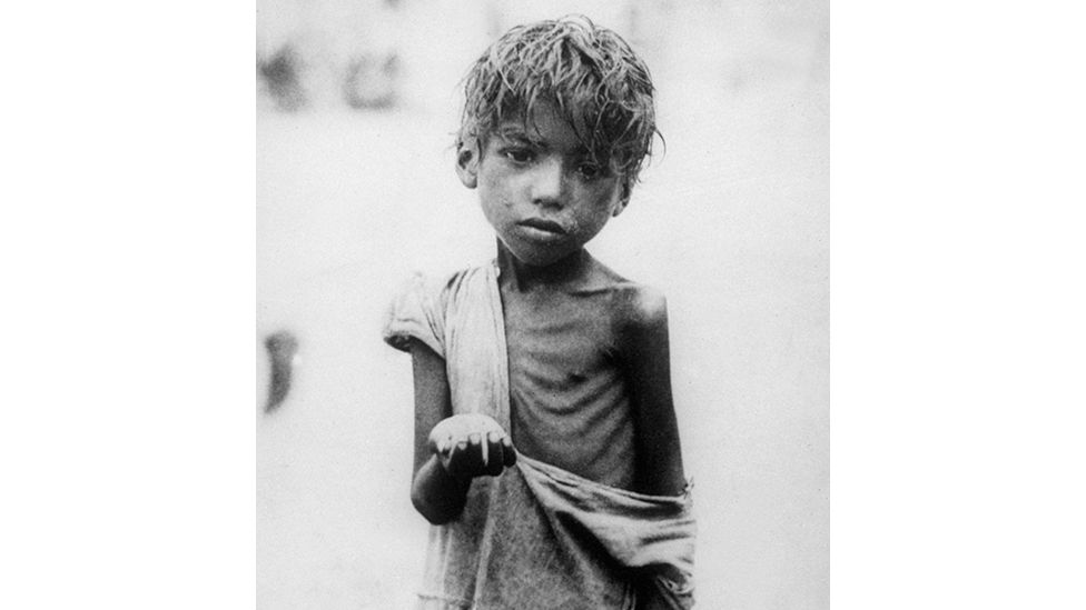 Child begging during Bengal famine