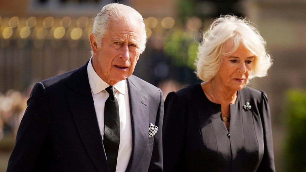 King Charles III and the Queen Consort arrive for a visit to Hillsborough Castle