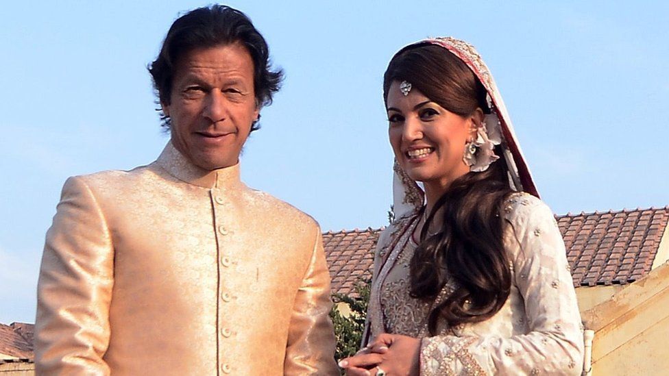 File photo: Imran Khan and Reham Khan pose during their wedding ceremony in Islamabad, 8 January 2015