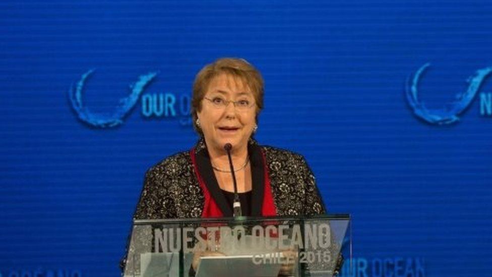 Chilean President Michelle Bachelet speaks during the opening ceremony of the Our Ocean meeting in Vina del Mar on 5 October, 2015.
