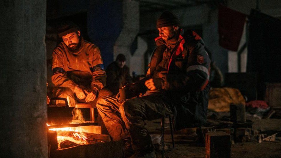 Service members of the Ukrainian armed forces are seen within the Azovstal Iron and Steel Works complex in Mariupol, Ukraine May 10, 2022.