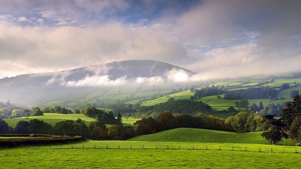 A misty landscape in the Brecon Beacons