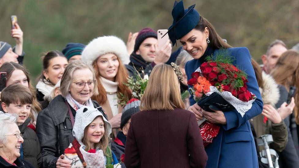 The Princess of Wales given flowers