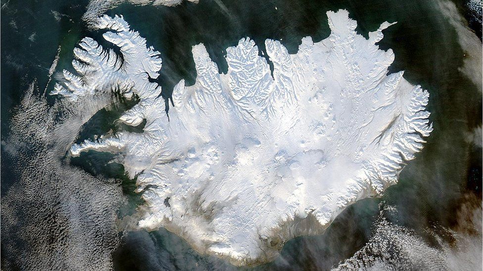 NASA satellite image of Iceland