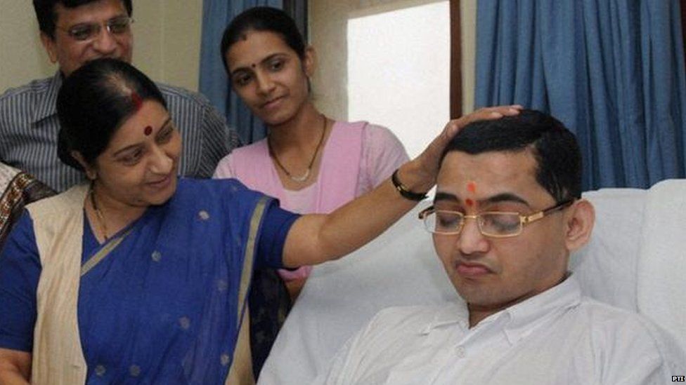 BJP leader Sushma Swaraj with Parag Sawant