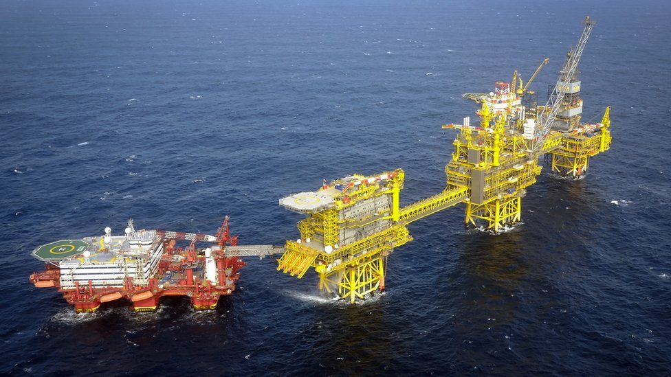 The Total Culzean platform is pictured on the North Sea, about 45 miles (70 kilometres) east of the Aberdeen