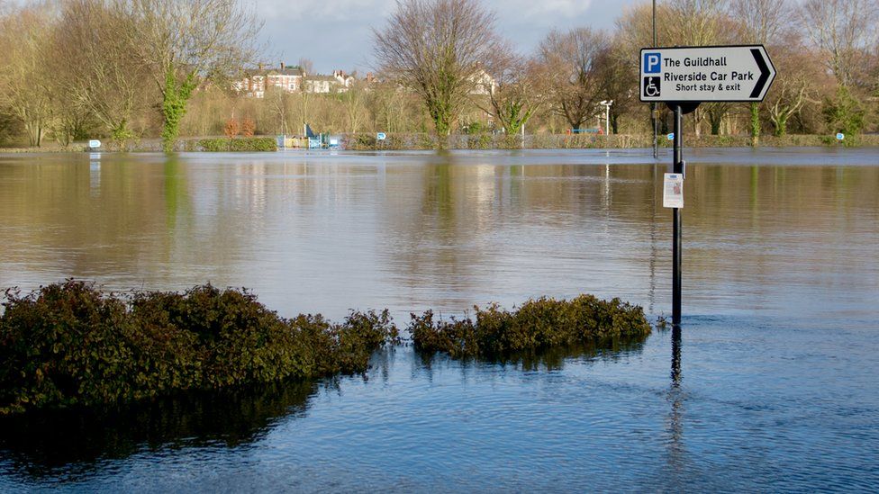Flooding in Shrewsbury in January 2023