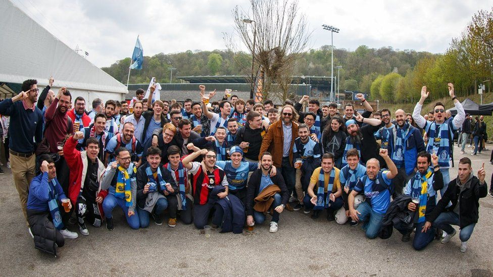 Wycombe fans from Spain at Adams Park