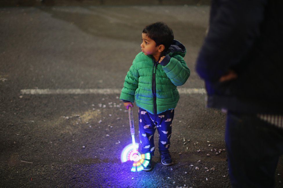 A boy celebrates Diwali in Leicester