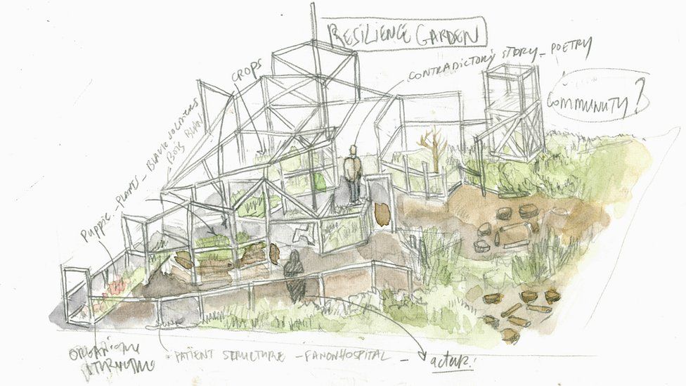 Mohamed Bourouissa, Resilience Garden (sketch), 2018