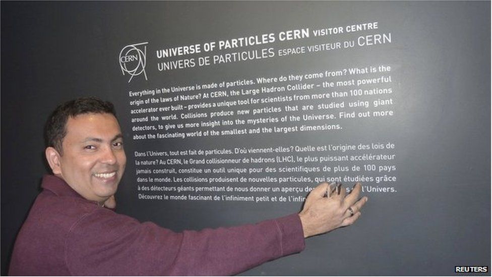 Avijit Roy in a family photograph taken at CERN, Switzerland in 2012 and released on 8 May 2015