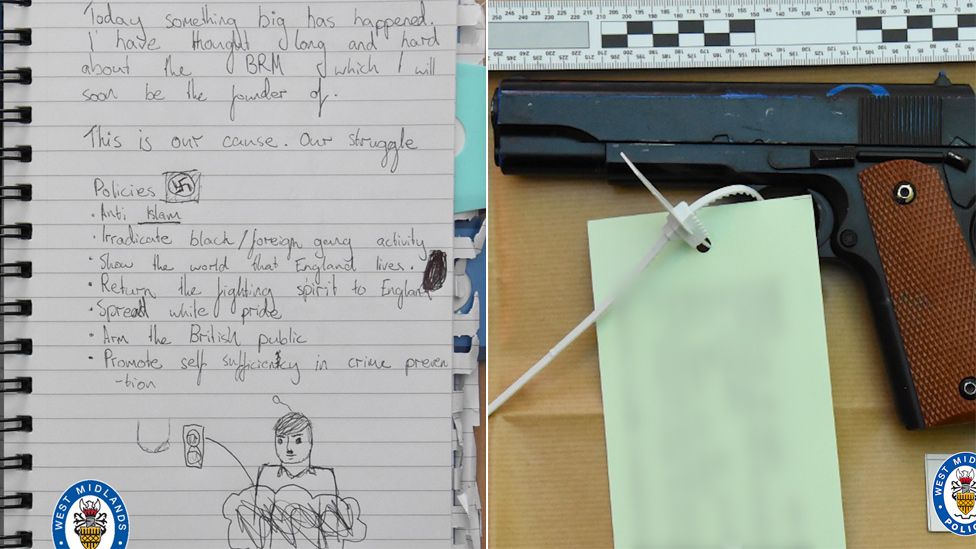 Notebook and gun recovered from the teenager's room