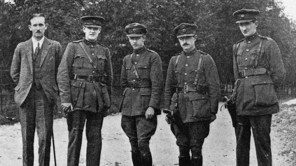 Michael Collins with Emmet Dalton and other Free State army personnel