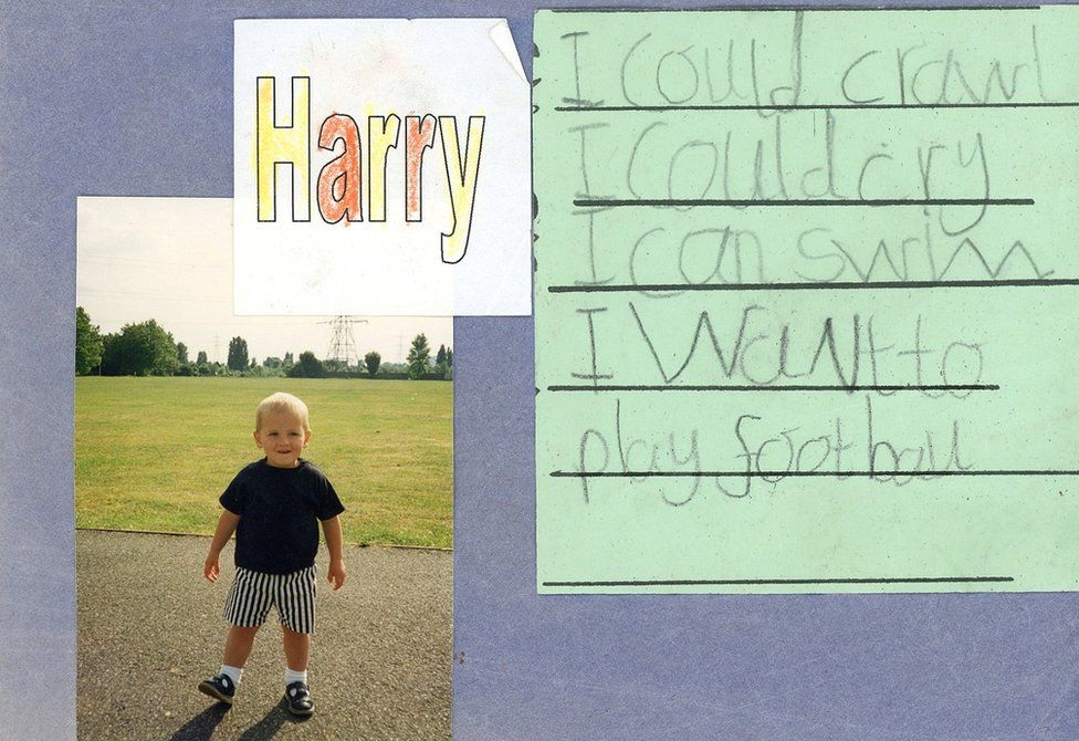 A school project by Harry Kane, age five, who shares his early love of football