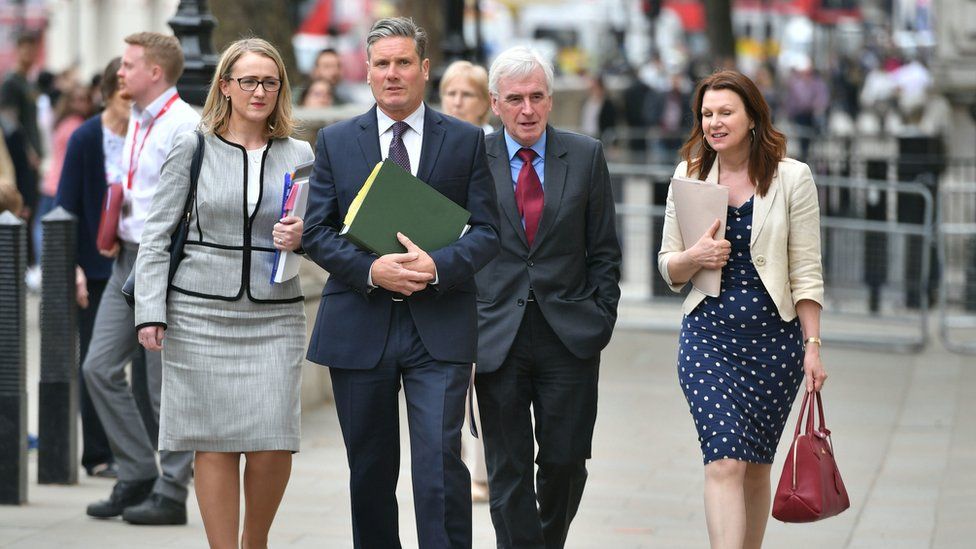 Shadow cabinet members arrive for the cross-party Brexit talks