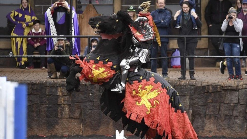 A horse gallops during the "Ashes" of jousting