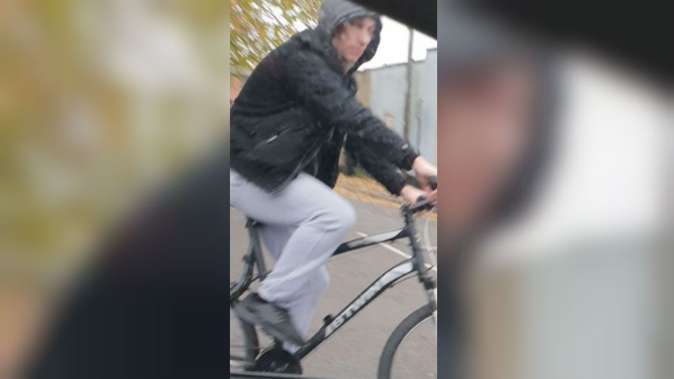 Suspect on a bicycle