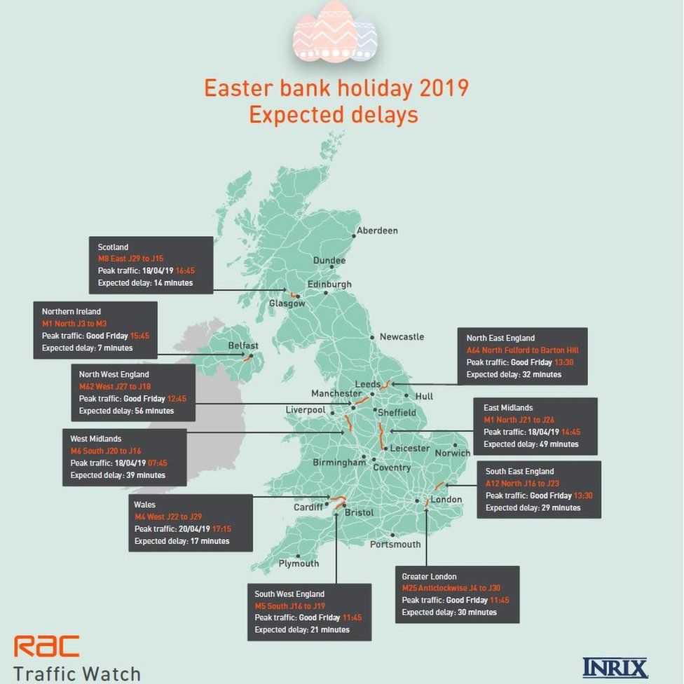 Easter bank holiday expected delays