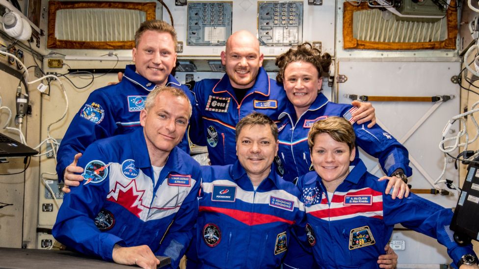 Crew on board the ISS.