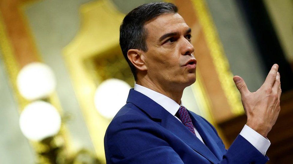 Spain's acting Prime Minister Pedro Sanchez speaks during an investiture debate