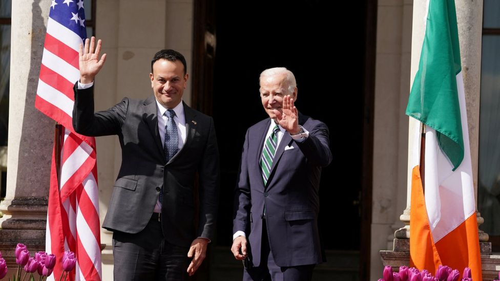 Taoiseach Leo Varadkar met President Biden at Farmleigh House in the sunshine