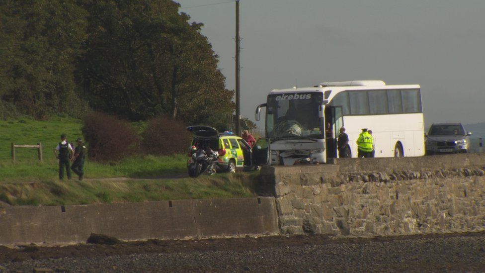 The crash involving a bus and motorcycle happened on the Portaferry Road on Sunday