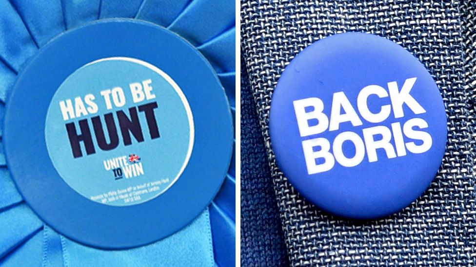 Jeremy Hunt and Boris Johnson campaign badges