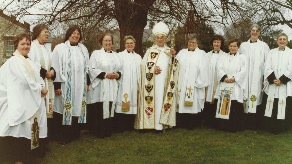 Some of the first women ordained at St Asaph Cathedral in January 1997