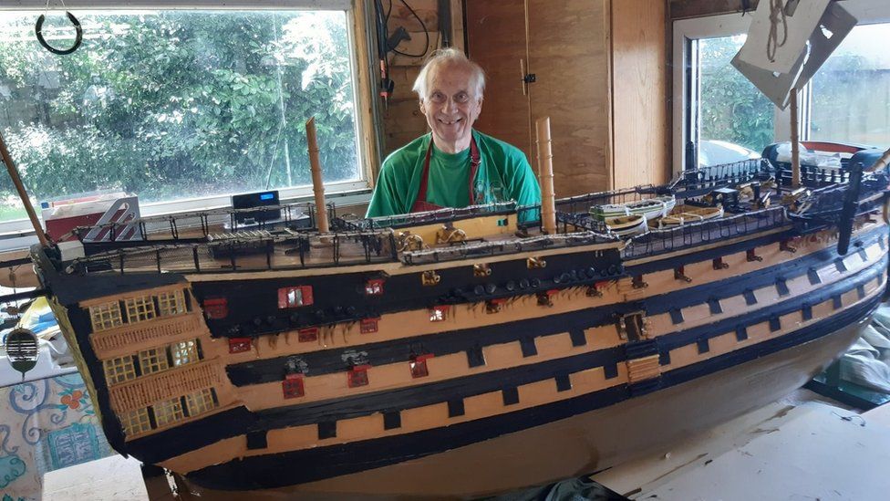 Michael Byard with his HMS Victory model
