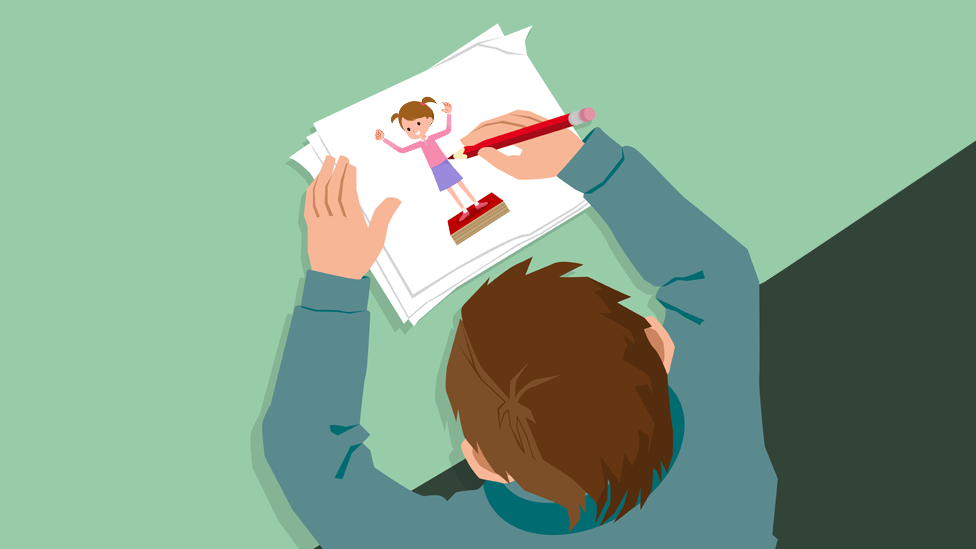 Drawing of child writing