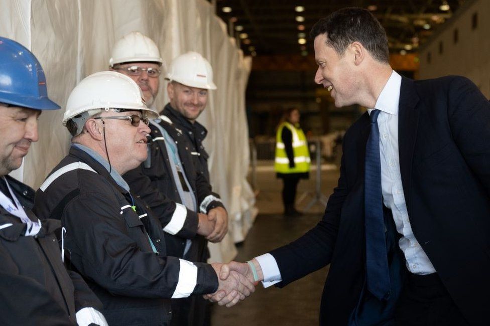 Defence procurement minister Alex Chalk at BAE Systems in Barrow-in-Furness