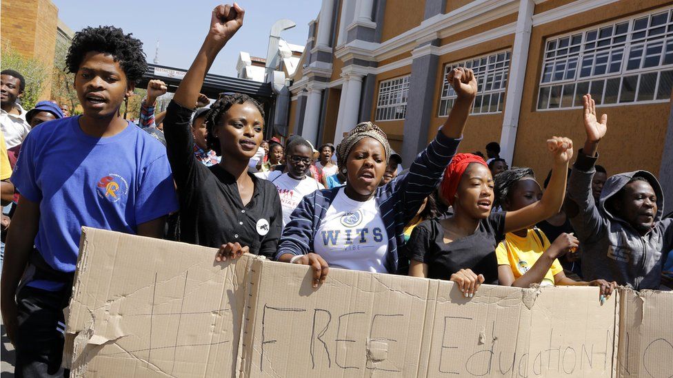 Students protesting at Wits University in South Africa - September 2016