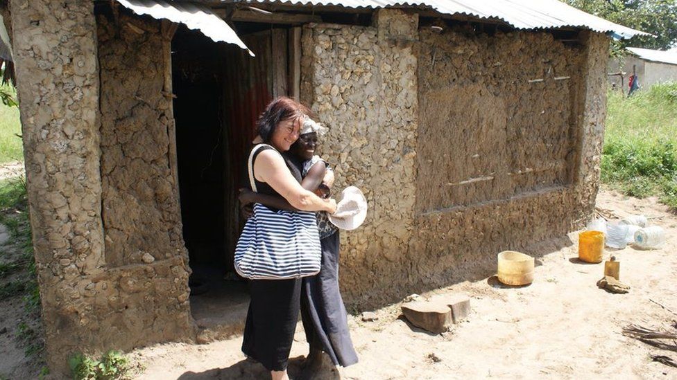 Caroline Coster in Kenya with Sidi, one of the women her charity helps