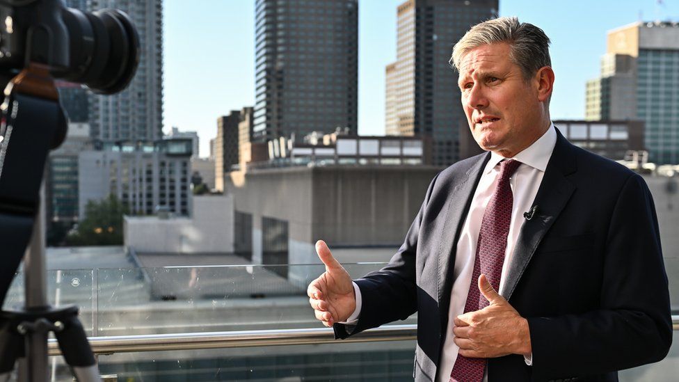 UK Labour Leader Keir Starmer speaks to the BBC at the Global Progress Action Summit on September 15, 2023 in Montreal, Canada