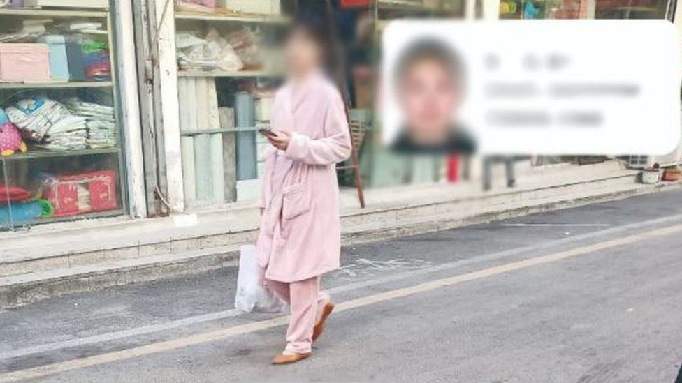 The image of one pyjama wearer published by the local authority (blurred by the BBC)