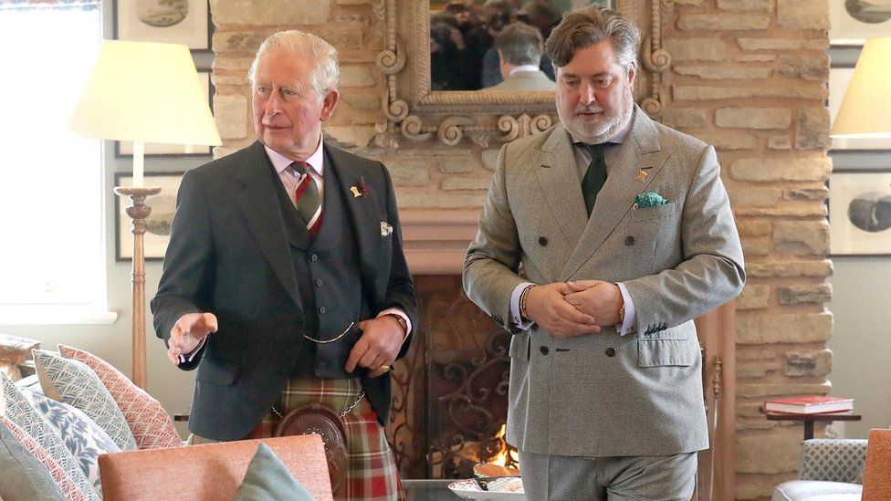 The then Prince of Wales with Michael Fawcett in May 2019