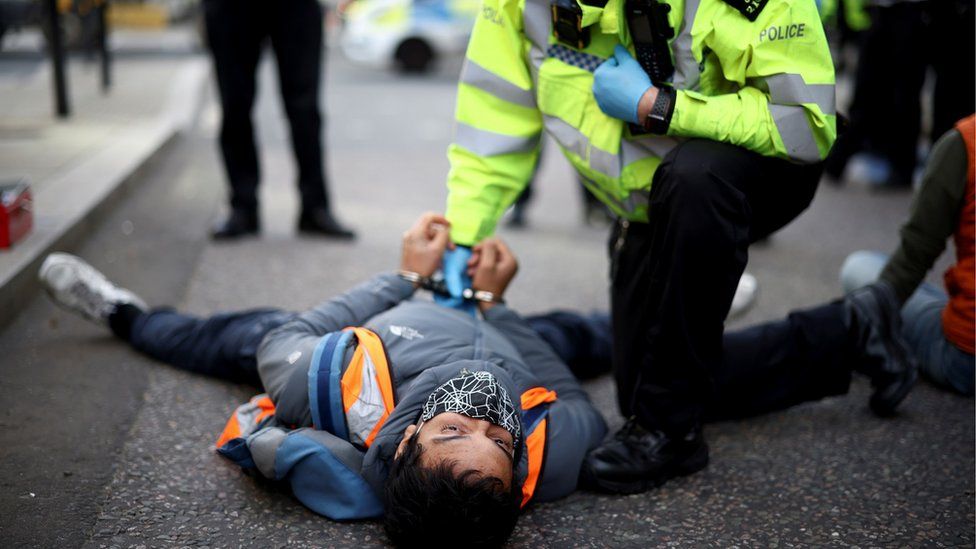 Insulate Britain protester in London
