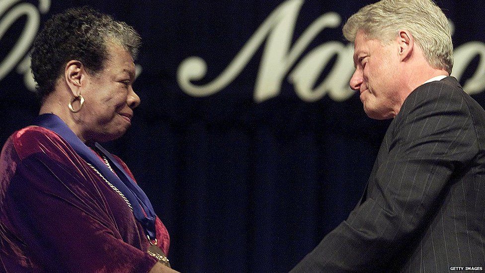 Dr Maya Angelou with former US President Bill Clinton