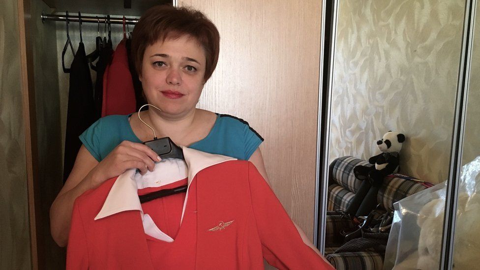 Evgenia Magurina with her Aeroflot uniform