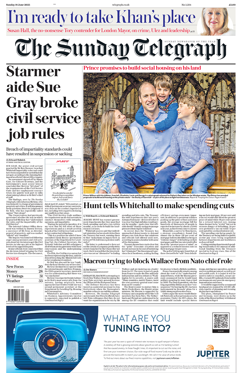 Newspaper headlines William to end homelessness, and more Partygate