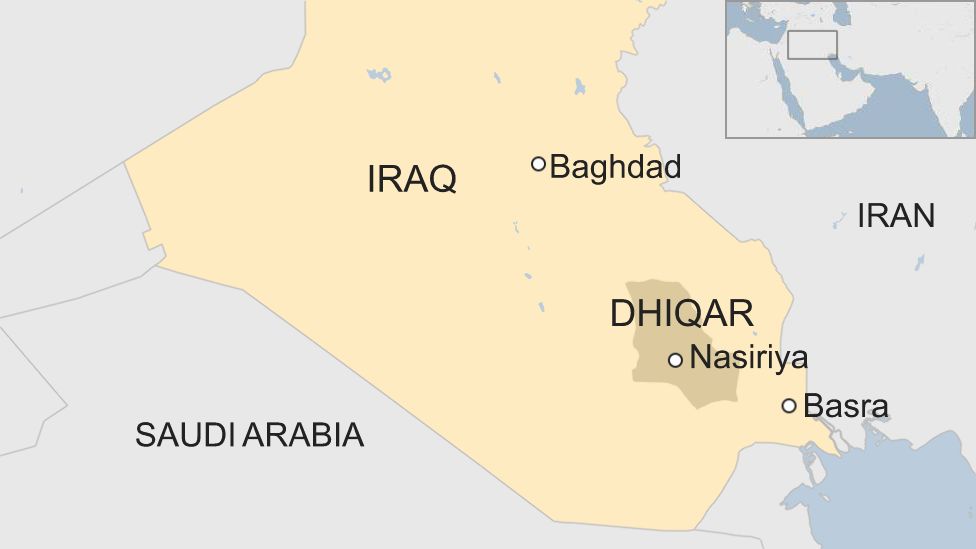 Map showing Nasiriya in southern Iraq