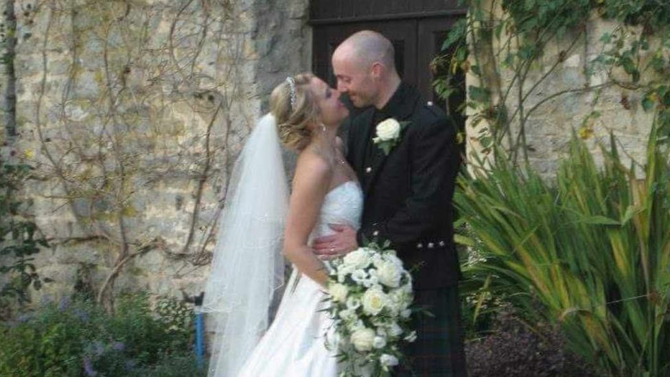 Iain and Lisa on their wedding day