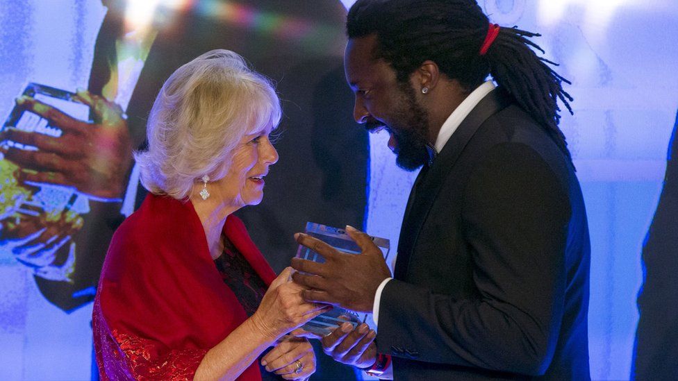 Marlon James received his prize from the Duchess of Cornwall