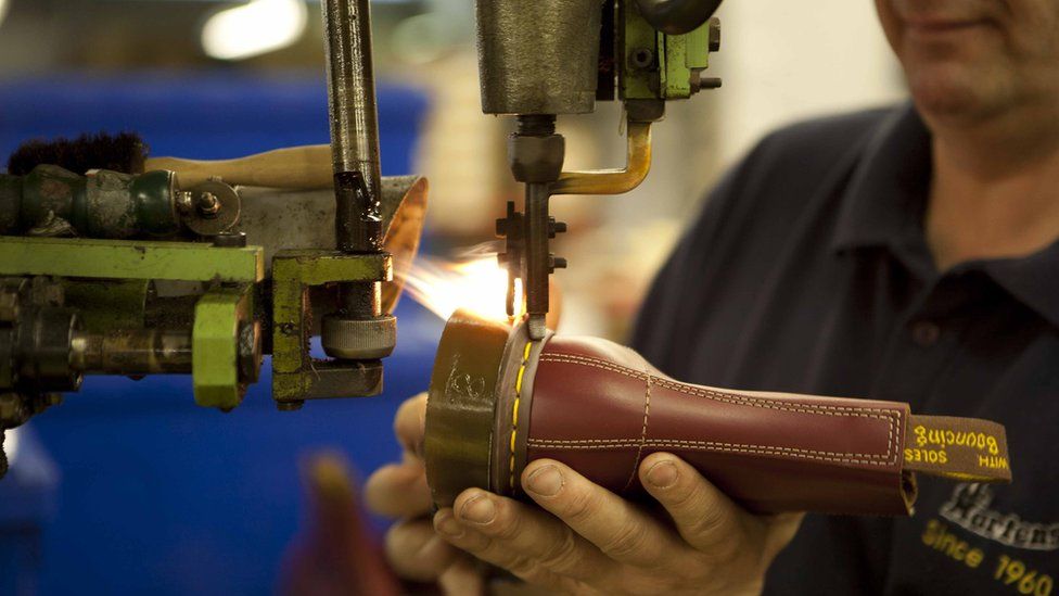 Dr Martens boots being made