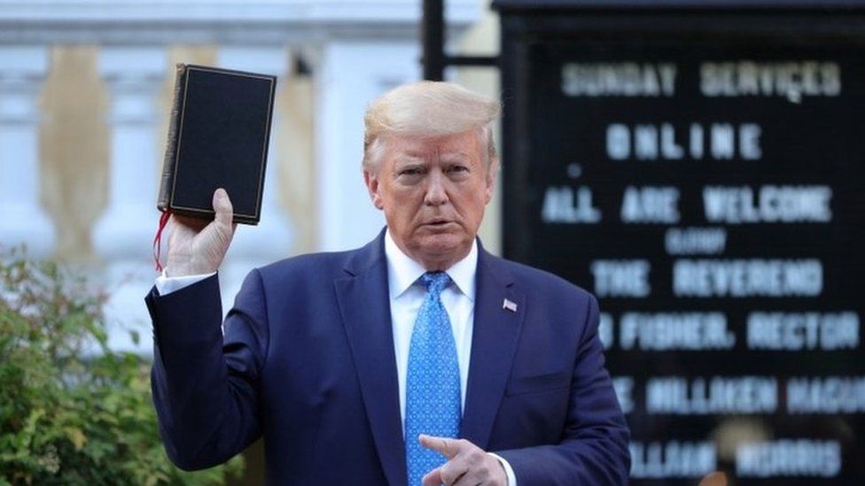 Trump pictured outside St John's Episcopal Church