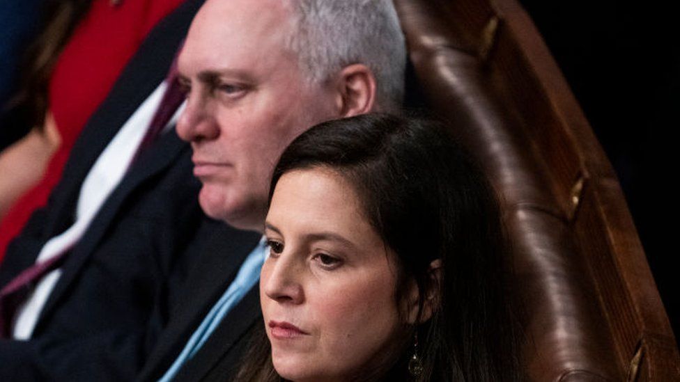 Steve Scalise and Elise Stefanik look on during Tuesday's voting